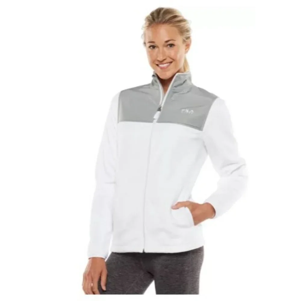 FILA Sport Women's Color Block Performance Fleece Jacket Gray/White Size XS - Picture 2 of 11